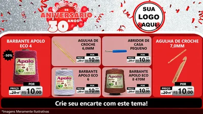 Modelo de TV para TV Horizontal com o tema Promoção de Aniversário - 30 Anos para Armarinho e Aviamentos