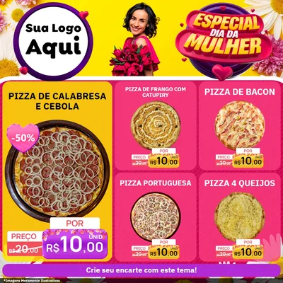 Modelo de Rede Social para Feed Facebook com o tema Especial Dia da Mulher para Pizzaria