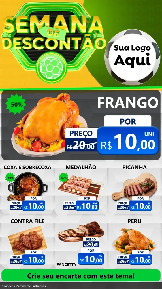 Modelo de Rede Social para Stories com o tema Semana de Descontão - Copa para Assados