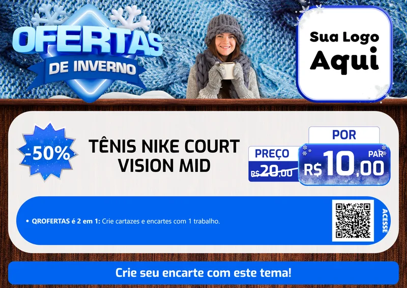 Modelo de Cartaz para Cartaz A4 Horizontal com o tema Ofertas de Inverno para Calçados