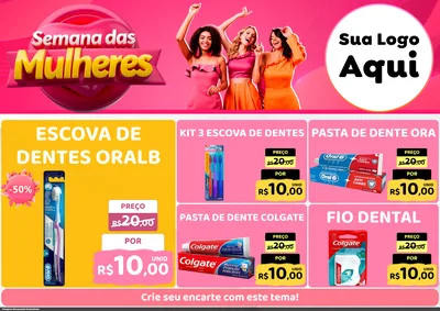 Modelo de Encarte para Encarte A4 Horizontal com o tema Semana das Mulheres para Higiene Pessoal