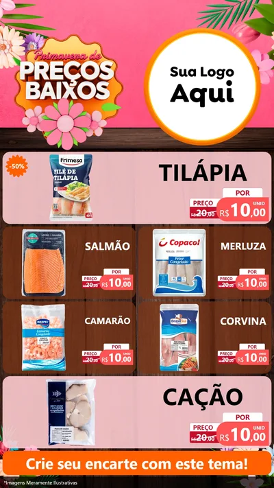 Modelo de TV para TV Vertical com o tema Primavera de Preços Baixos para Peixaria