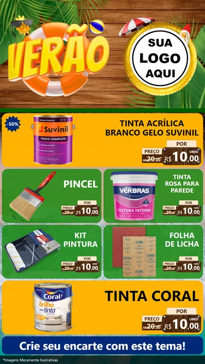 Modelo de TV para TV Vertical com o tema Verão para Tintas e Ferramentas