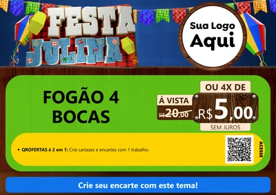 Modelo de Cartaz para Cartaz A4 Horizontal com o tema Festa Julina para Móveis e Eletro