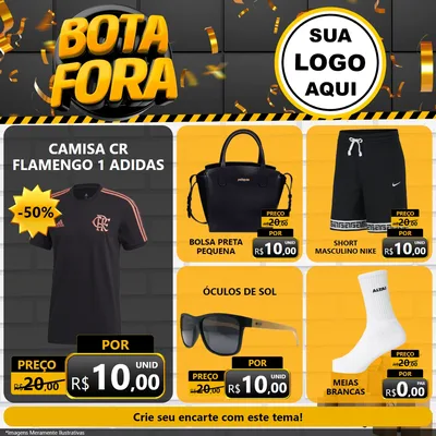 Modelo de Rede Social para Feed Facebook com o tema Bota Fora para Roupas e acessórios