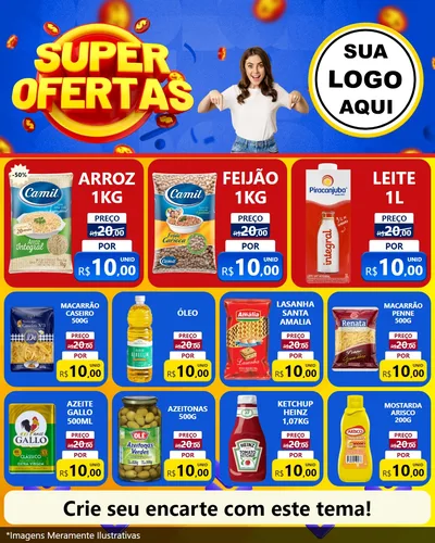 Modelo de Rede Social para Feed Instagram com o tema Super Ofertas para Supermercado