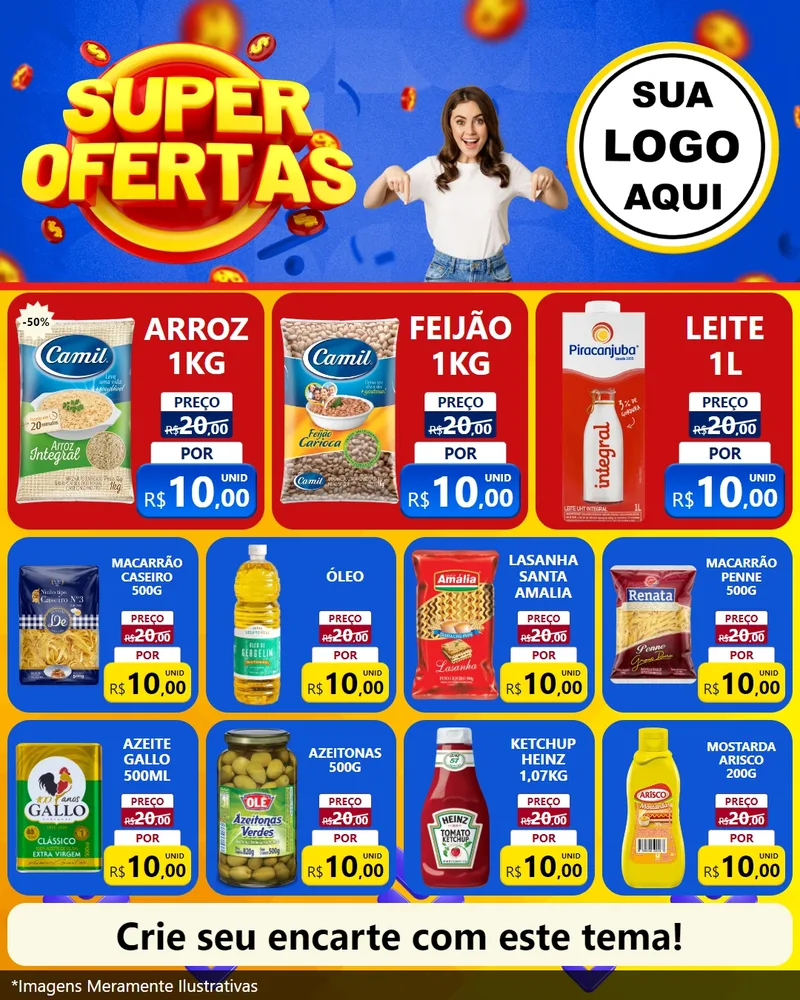 Modelo de Rede Social para Feed Instagram com o tema Super Ofertas para Supermercado