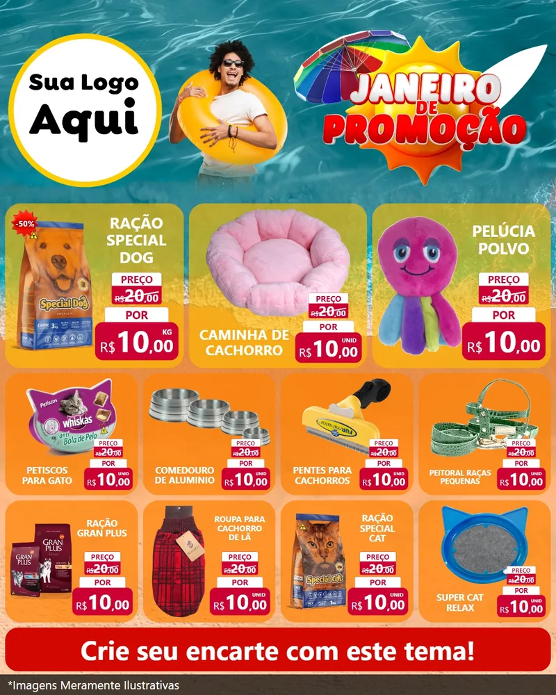 Modelo de Rede Social para Feed Instagram com o tema Janeiro de Promoção para Pet Shop