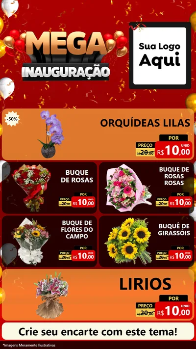 Modelo de TV para TV Vertical com o tema Mega Inauguração para Floricultura e jardim