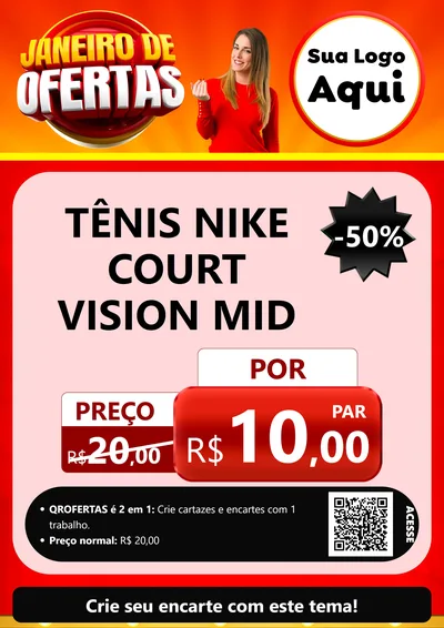 Modelo de Cartaz para Cartaz A4 Vertical com o tema Janeiro de Ofertas para Calçados