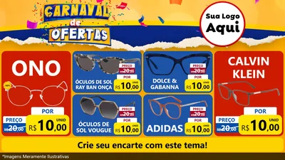 Modelo de TV para TV Horizontal com o tema Carnaval de Ofertas para Óticas