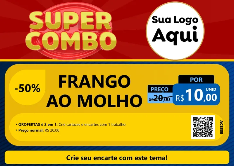 Modelo de Cartaz para Cartaz A4 Horizontal com o tema Super Combo para Restaurante