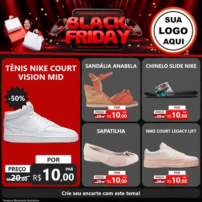 Modelo de Rede Social para Feed Facebook com o tema Black Friday para Calçados