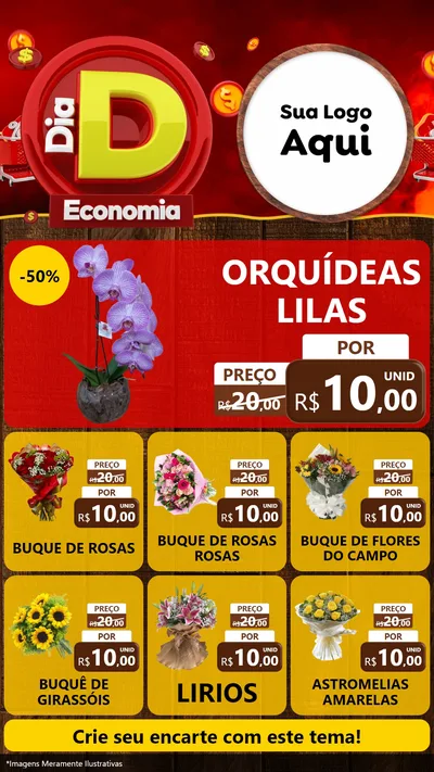 Modelo de Rede Social para Stories com o tema Dia D Economia para Floricultura e jardim