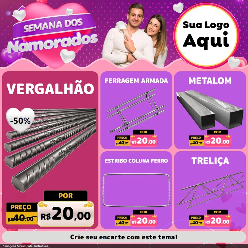 Modelo de Rede Social para Feed Facebook com o tema Semana dos Namorados para Ferragens