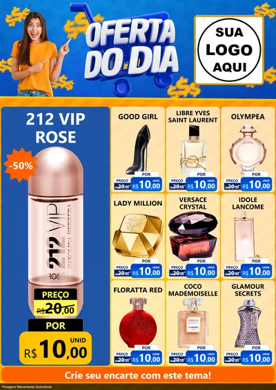 Modelo de Encarte para Encarte A4 Vertical com o tema Oferta do Dia para Perfumes