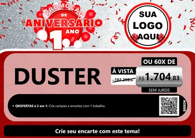 Modelo de Cartaz para Cartaz A4 Horizontal com o tema Promoção de Aniversário - 1 Ano para Concessionaria de Carros