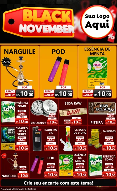 Modelo de Encarte para Encarte Grande com o tema Black November para Tabacaria