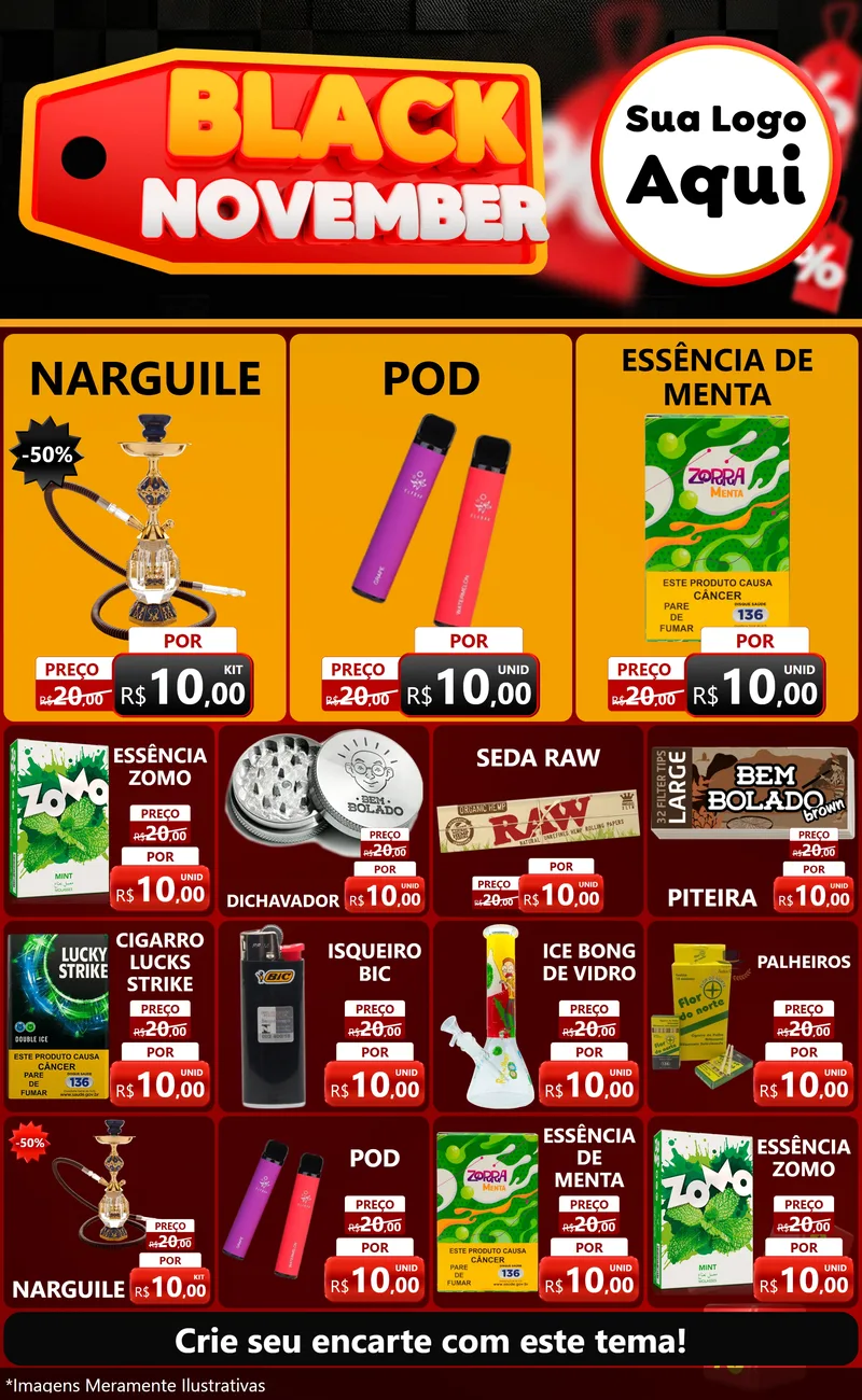Modelo de Encarte para Encarte Grande com o tema Black November para Tabacaria