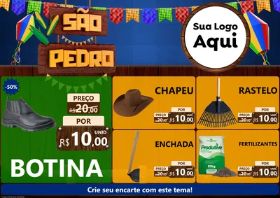 Modelo de Encarte para Encarte A4 Horizontal com o tema São Pedro para Agropecuária