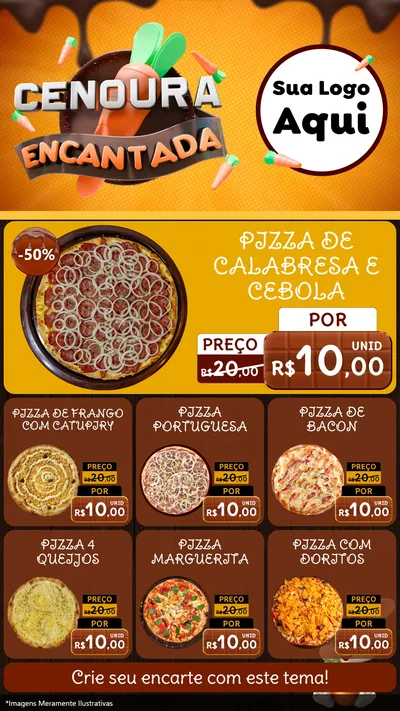 Modelo de Rede Social para Stories com o tema Cenoura Encantada - Páscoa para Pizzaria