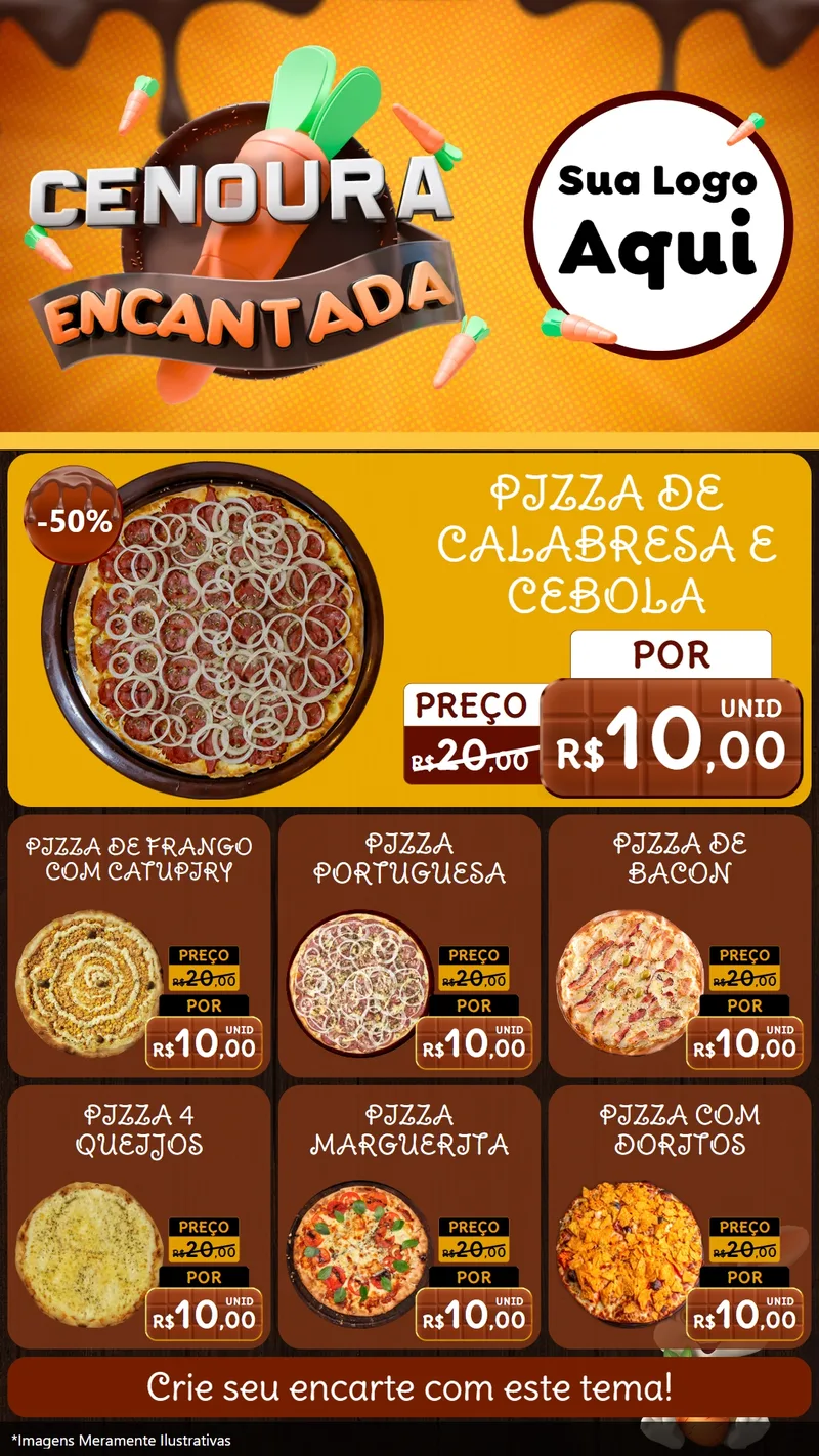 Modelo de Rede Social para Stories com o tema Cenoura Encantada - Páscoa para Pizzaria