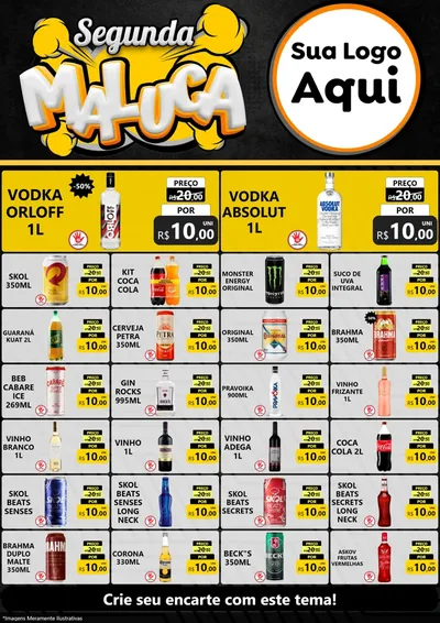 Modelo de Encarte para Encarte A4 Vertical com o tema Segunda Maluca para Distribuidora de bebidas