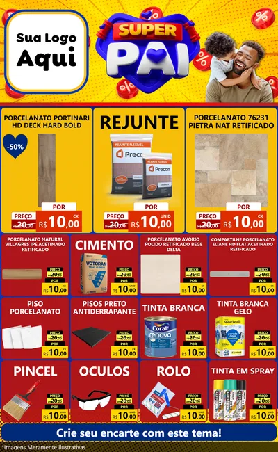Modelo de Encarte para Encarte Grande com o tema Super Pai para Pisos e revestimentos