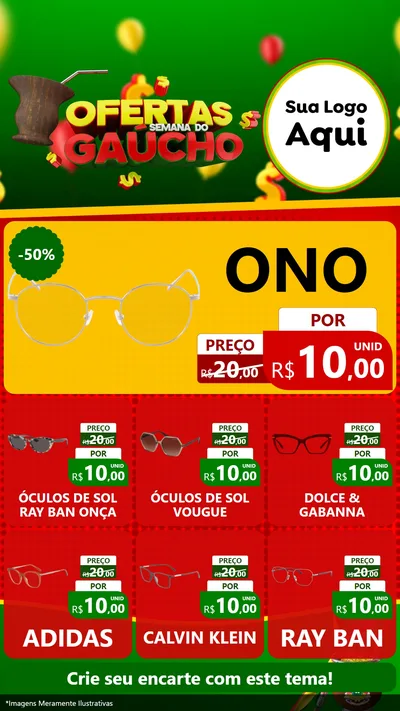 Modelo de Rede Social para Stories com o tema Ofertas Semana Do Gaúcho para Óticas