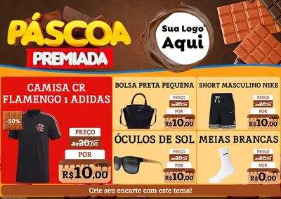 Modelo de Encarte para Encarte A4 Horizontal com o tema Páscoa Premiada para Roupas e acessórios