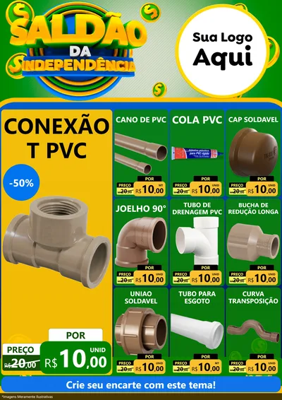 Modelo de Encarte para Encarte A4 Vertical com o tema Saldão da Indepêndencia para Tubos e conexões