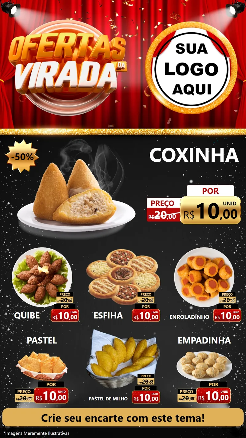 Modelo de Rede Social para Stories com o tema Ofertas da Virada para Salgadaria