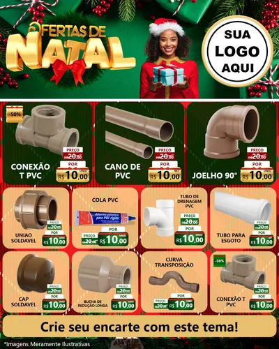 Modelo de Rede Social para Feed Instagram com o tema Ofertas de Natal para Tubos e conexões