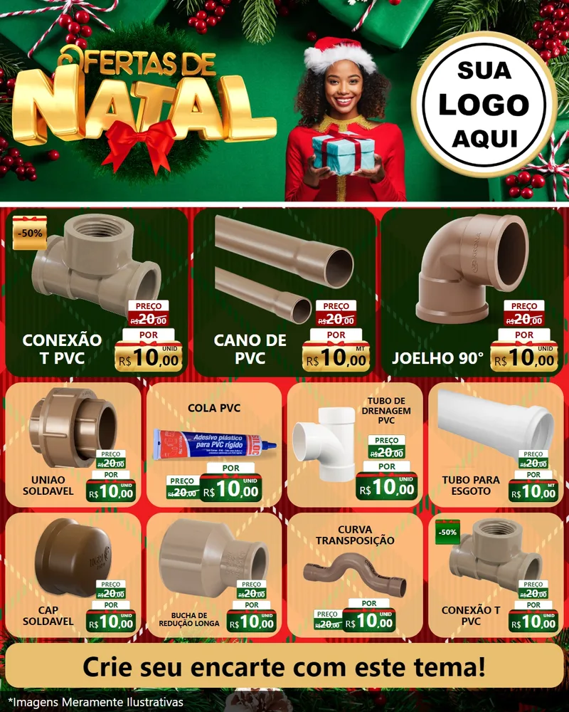 Modelo de Rede Social para Feed Instagram com o tema Ofertas de Natal para Tubos e conexões