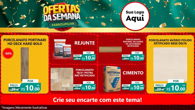 Modelo de TV para TV Horizontal com o tema Ofertas da Semana Farroupilha para Pisos e revestimentos