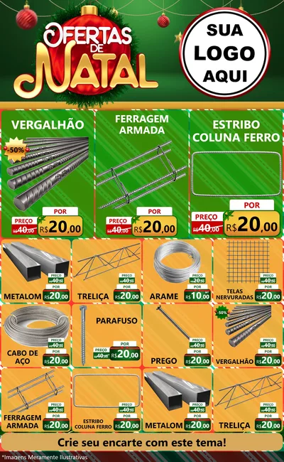 Modelo de Encarte para Encarte Grande com o tema Ofertas de Natal para Ferragens