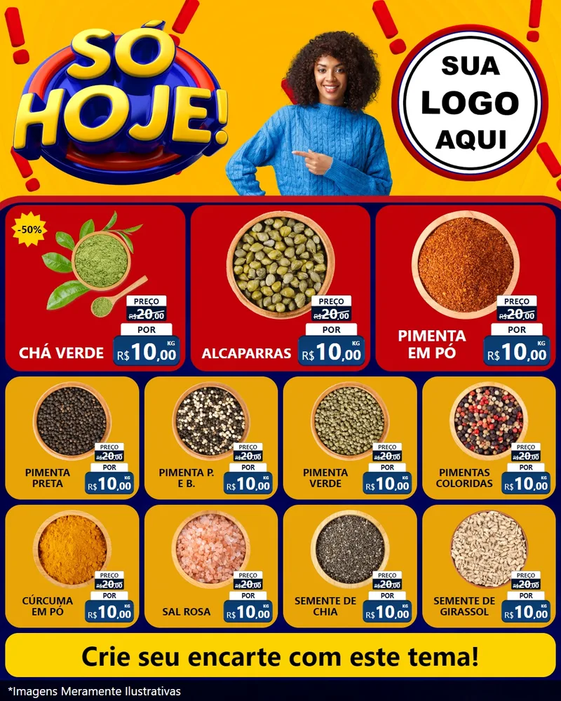 Modelo de Rede Social para Feed Instagram com o tema Só Hoje! para Produtos Naturais