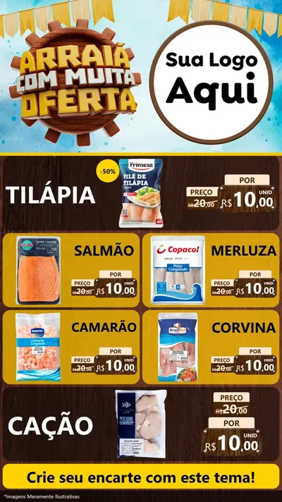 Modelo de TV para TV Vertical com o tema Ofertas de São João - Junina para Peixaria