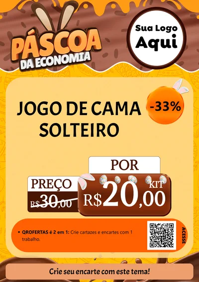 Modelo de Cartaz para Cartaz A4 Vertical com o tema Páscoa da Economia para Cama, Mesa e Banho
