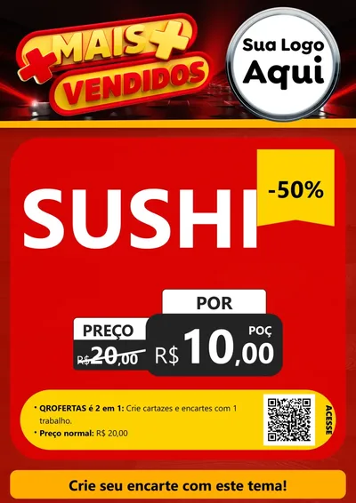 Modelo de Cartaz para Cartaz A4 Vertical com o tema Mais Vendidos para Comida japonesa