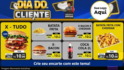 Modelo de TV para TV Horizontal com o tema Dia Do Cliente para Hamburgueria