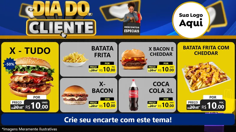 Modelo de TV para TV Horizontal com o tema Dia Do Cliente para Hamburgueria
