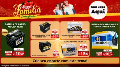 Modelo de TV para TV Horizontal com o tema Alegria em Família Super Ofertas - Natal para Baterias Elétricas