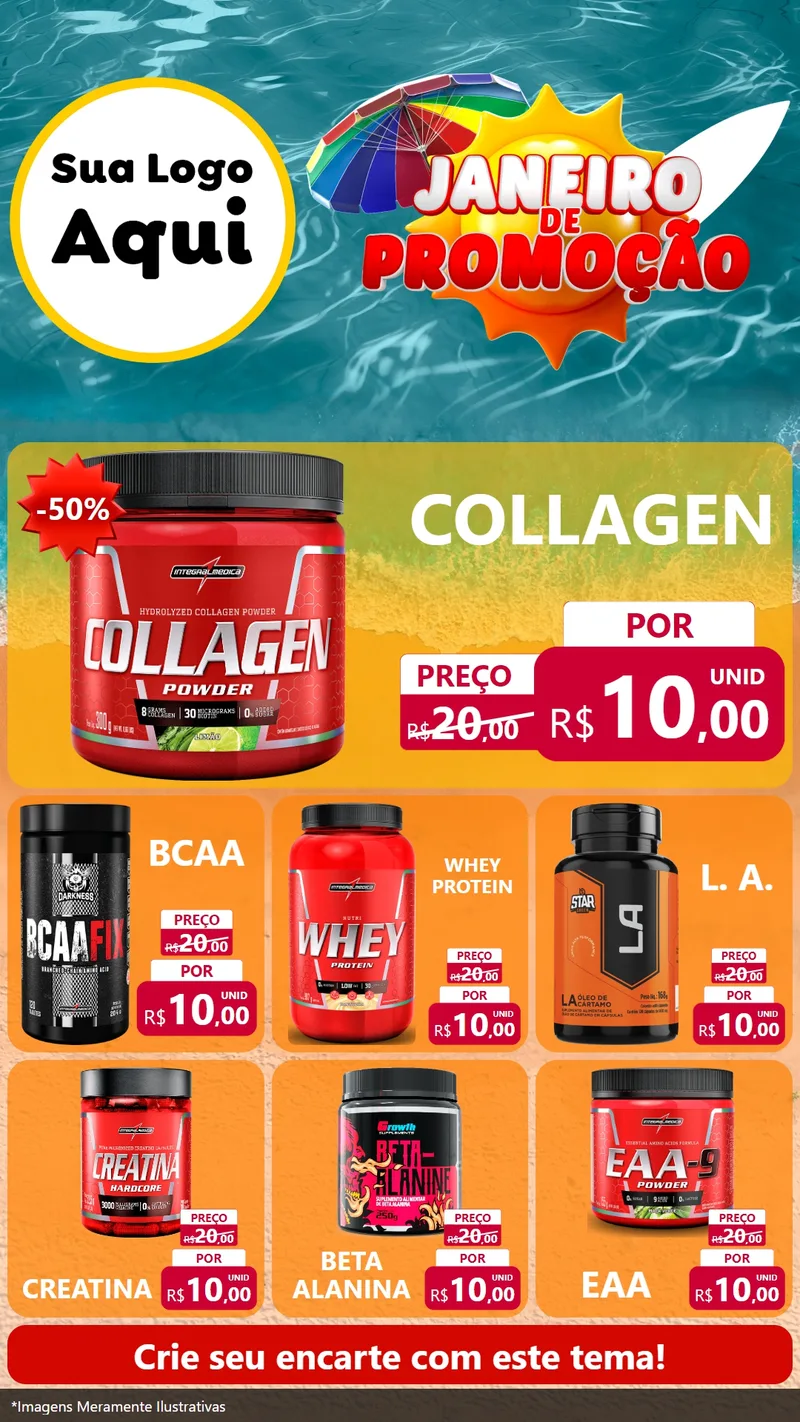Modelo de Rede Social para Stories com o tema Janeiro de Promoção para Suplementos alimentares