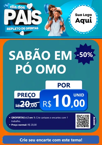 Modelo de Cartaz para Cartaz A4 Vertical com o tema Dia Dos Pais Repleto de Ofertas para Produtos de Limpeza