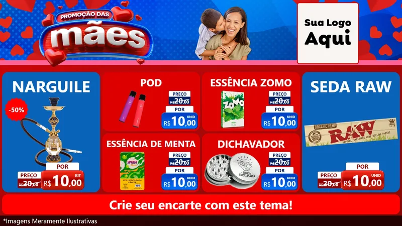 Modelo de TV para TV Horizontal com o tema Promoção das Mães para Tabacaria