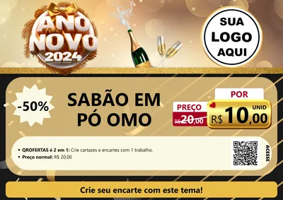 Modelo de Cartaz para Cartaz A4 Horizontal com o tema Feliz Ano Novo 2027 para Produtos de Limpeza