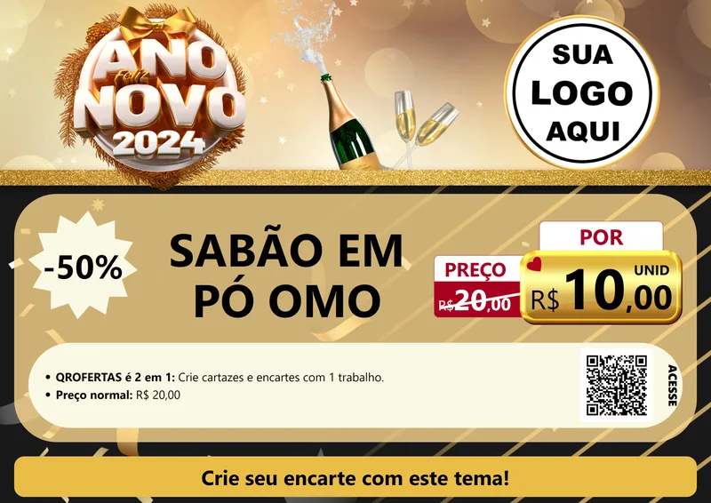 Modelo de Cartaz para Cartaz A4 Horizontal com o tema Feliz Ano Novo 2027 para Produtos de Limpeza