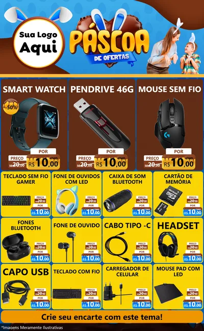 Modelo de Encarte para Encarte Grande com o tema Páscoa de Ofertas para Informática