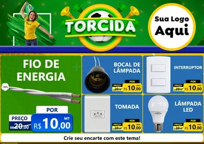 Modelo de Encarte para Encarte A4 Horizontal com o tema Torcida para Materiais Elétricos